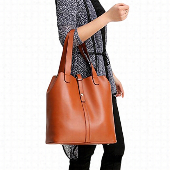 Fashion Women Ladies Synthetic Leather Hasp Closure 2pcs Casual Tote Handbag Shoulder Messenger Bag