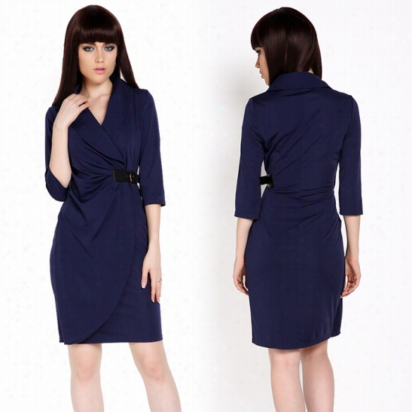 High Quality New Women Fold Ruched Tunic Business Casual Cocktail Party Evening Pencil Dress