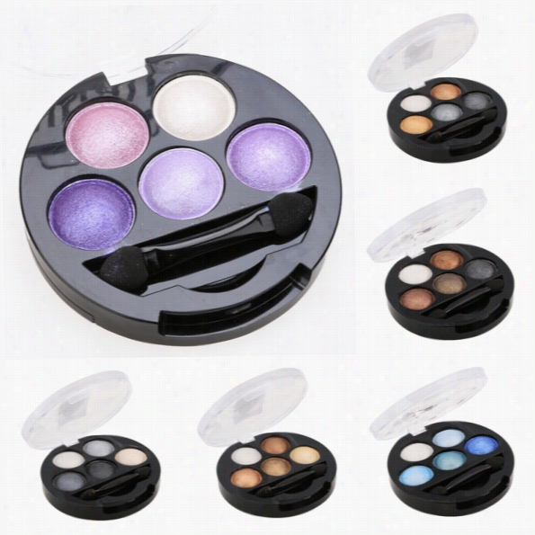 Hot 5 Colors Eye Shadow Creamy Pugment Shimmer Powder Mineral Texture Waterproof Makeup