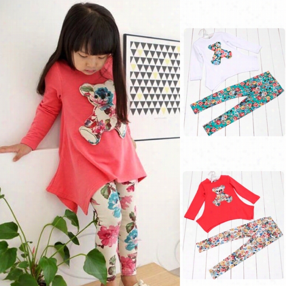 Korean S Tyle Fashion New Baby Kida Girl Children's Long Sleeve O-neck Top T-shirt + Pant