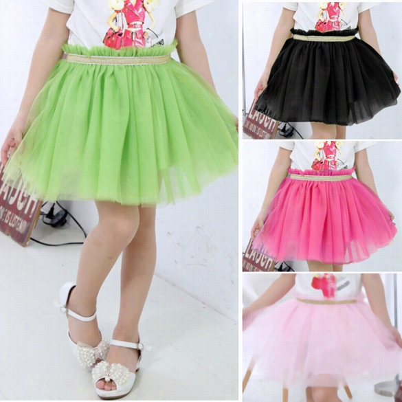 Korean Style Fashion New Baby Kids Girl Springy W Aist Children Mesh  Skirt