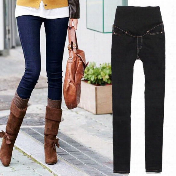 Korean Style Fashion Pregnant Women Care Belly Pants Casual Slim Skiny Jeans Trouser