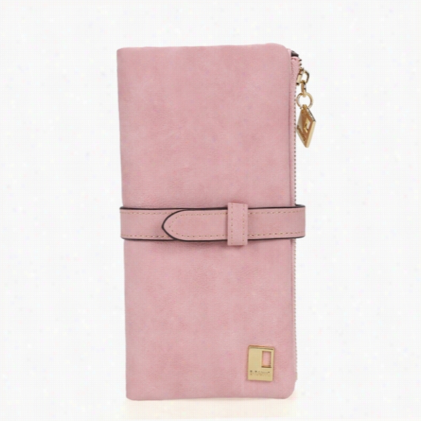 Korean Style Fashion Women Synthetic Leather Long Bifold Purse Zipper Clutch Handbag Walllet Card Holders