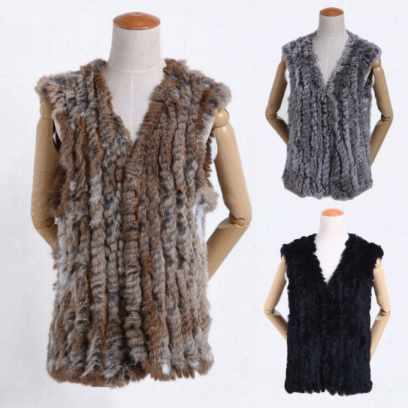 New Autumn Spring Women's  Fashion Slim Knitted Faux Fur Vest Soft Fur Waistcoats Vest