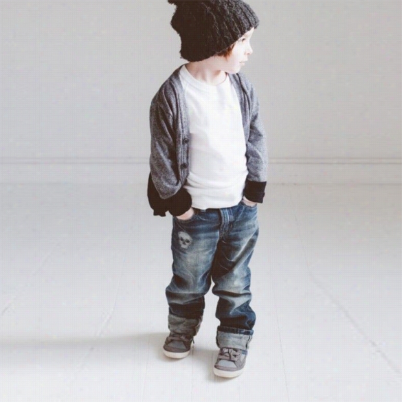 New Boys Wear Fashion Long Sleeve Casual Bottom Tops Coat Jeans Pants Three Pieces Set Outfit