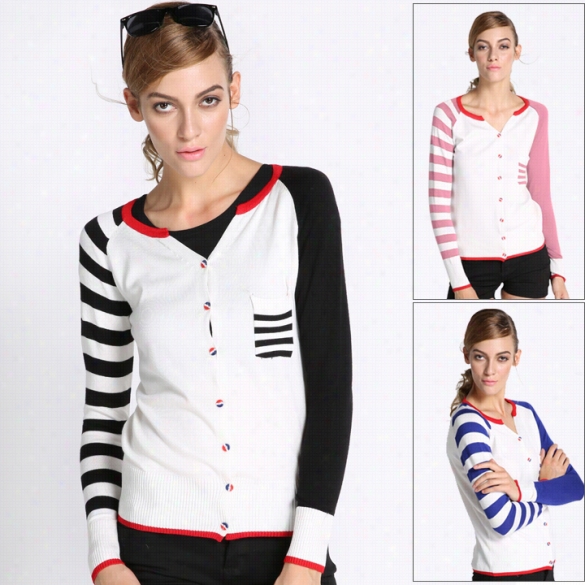 New Hotsale Woman Teenage British College Baeabll Stripe Knit Female Sweater