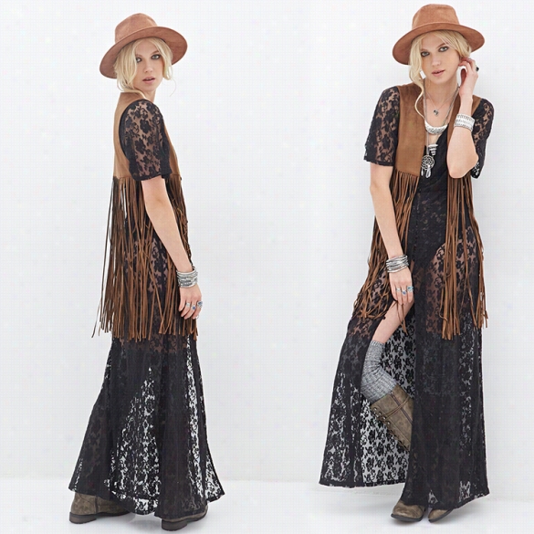 New Stylish Lady Women's Afshio N Short Sleeve Sexy Long Lace Cardigan Thin Coat Blose