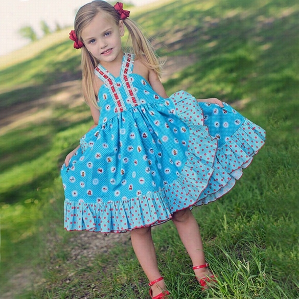 New Sweet Kids Girl's Suffer Injury By Use Sleeveless  Floral Lace Decor Patchwork Front Split -line Dress