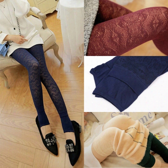 New Women Fashion Lace Sexy Warm Tights Stretch Skinny Leggings Pants