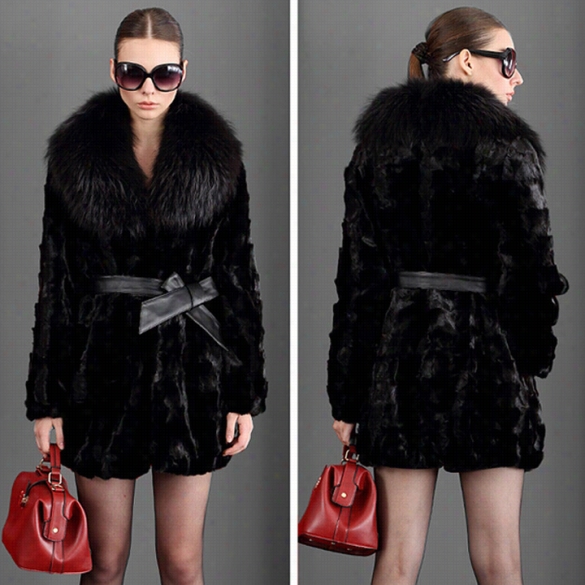 New Wome Nwarm Winter Fashion Faux Fur Big Lapel Coat Jaket Long Coat Outwaer Parka Long Coat Overcoat Windbreak+belt