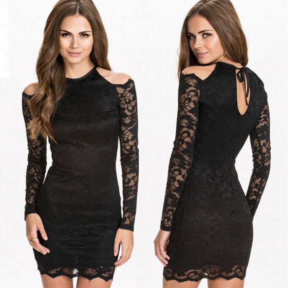 Sexy Lad Yoff Shoulder Lace Bodycon Dress Women Mini Pencil Adorn