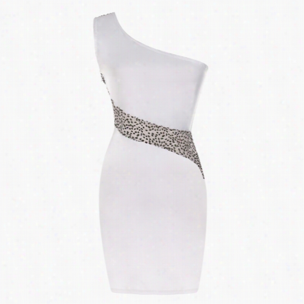 Sexy Women Sequins Ensnare Patchwork Bodycon Evening Party Cocktail One Shoulder Dress