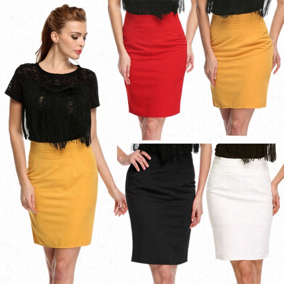 Stylish Lady S Exy Women's Casual Solid Ziper Bodycon Short Skirt