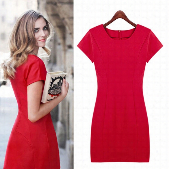 Stylish Lady Women Sexy Short Sleevveb Odycon Package Hip Slim Aprty Casual Mini Pencil Dres