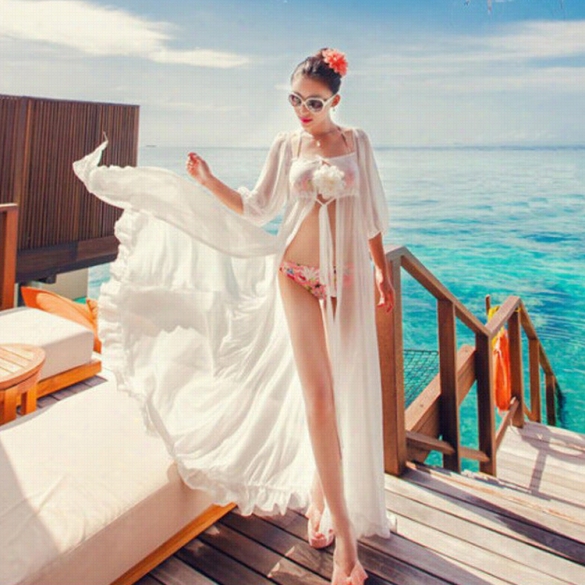 Stylish Summer Beach Bikin I Cover Up Sexy Chiffon Swimwear Long Full Dress