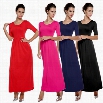 Meaneor Stylish Lady Elegant Women's Fashion Casual Medium Sleeve Solid Party Maxi Long Full Dress