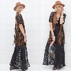 New Stylish Lady Women's Fashion Short Sleeve Sexy Long Lace Cardigan Thin Coat Blouse