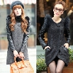 New Women's Elegant Fashion Ladies Faux Fur Neck Synthetic Leather Sleeve Overcoat Long Coat Jacket