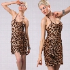 Sexy Women Halter Strap Leopard Mini Dress Backless Sleeveless Clubwear Party Dress