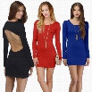 Womens Sexy Backless Party Prom Clubwear Cocktail Long Sleeve Mini Dress