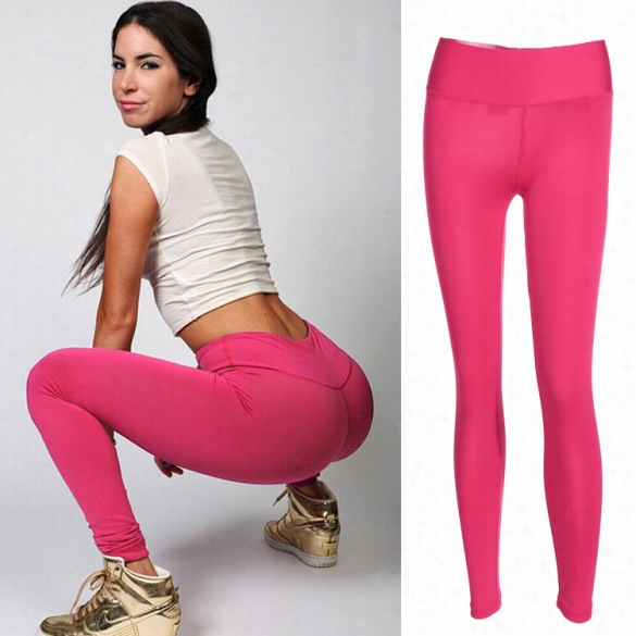 Women Fashion Candy Colorrs Sports Fitness Ihgh Waist Elatic W Aist Yoga Pants