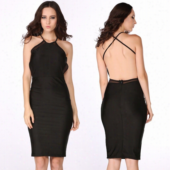 Women Sexy Slim Fitb Ackless Bodycon Party Cocitail Evening Bandage Club Dress