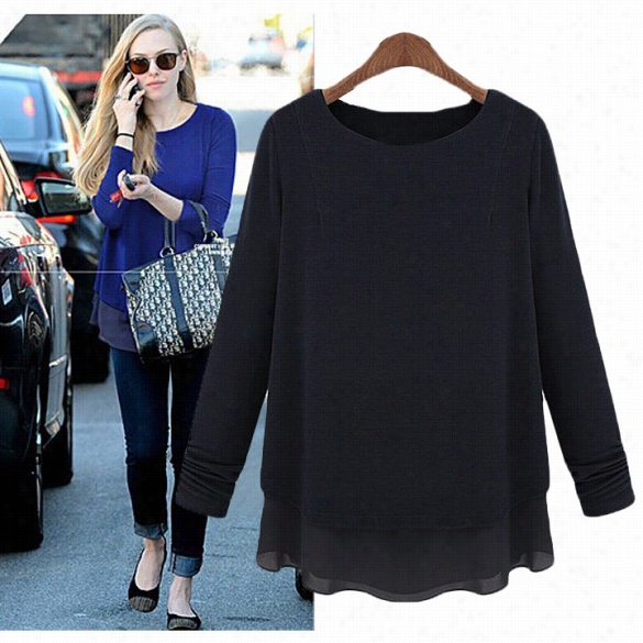 Women's Fashion New Solid Color Long Sleeve T-shirts Temperament Noble Blouse Tops