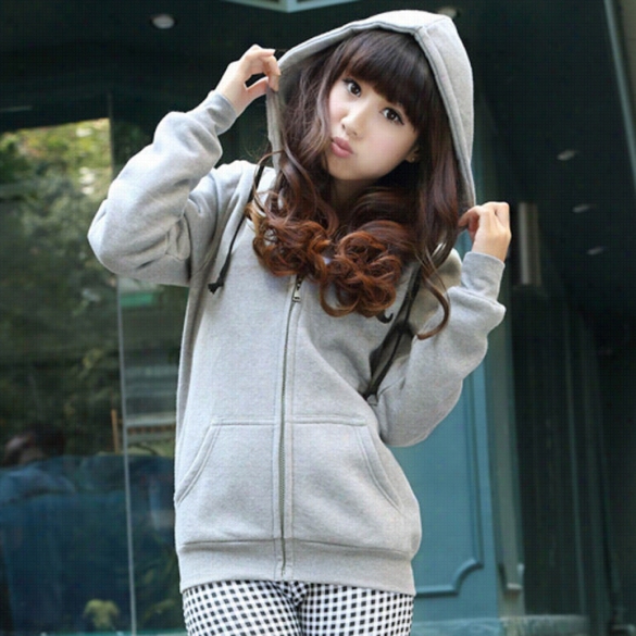 Women's New Winter Sweater Student Hooded Female Sweater Beard Coat Jacket