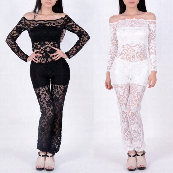 Women's Sexy Fashion Lace Clu Bbandage Bodycon Jumpsuits Cocktail Party Clubwear