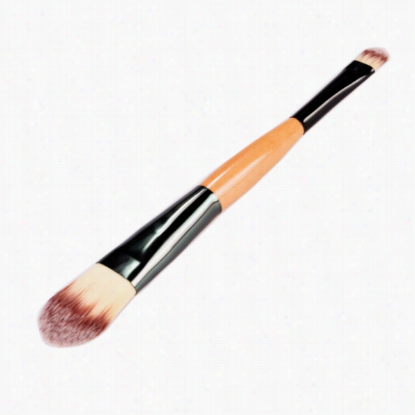 Wooden Makeup Bruses Essential Cosmetic Tools Dual Ended Front Flat Contour Fiundation Brush Lip Brush