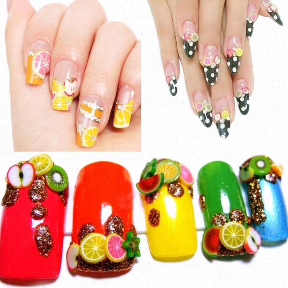 1000 Pcs" Pack Nail Art Fruit&quoy; Flower" Animal Pattern Polymer Clay Slices Diy Decoration Ail Sticker