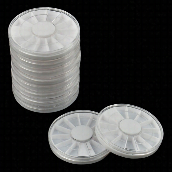 10pcs Empty Roundd Storage Box Case Wheels For Nil Rt Tips Rhinestone Gems New