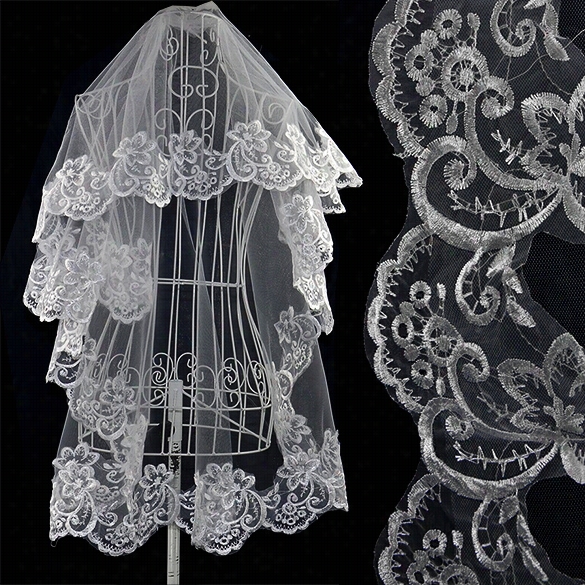 1.5m Bridal Cathedral Wedding White Veil Lace Vintage Mantilla Lace Veils
