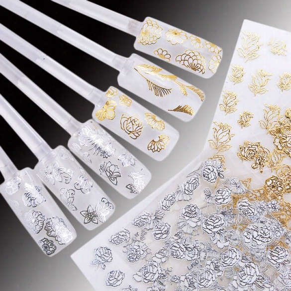 24 Sheets High Quality 3d Golden"silver Edged Nail Art Stickers Dec Als Decorarion Hot Stamping