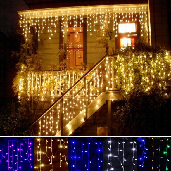 3.5m Droop 0.3-0.5m Eu Plug Curtain Icicle String Lights 220v New Year Christma Sled Ilghts Garden Xmas Wedding Party