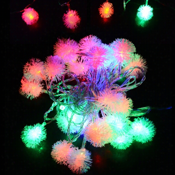 5m 28 Led Fuzzy Ball String Fairy Light Fetival Party Wedding Decoration