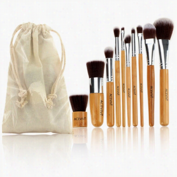 Acevivi Repaired Fashion Professional 10pcs Soft Cosmettic Toool Mkeup  Brush Set Kit With Pouch