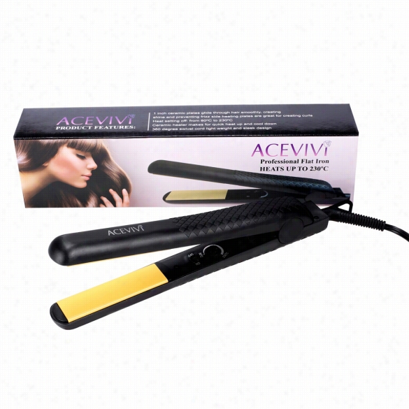 Acevivi Professional Hair Caer Beauty Flat Iron Hair Straighten Styling Adjustable Temperature Black