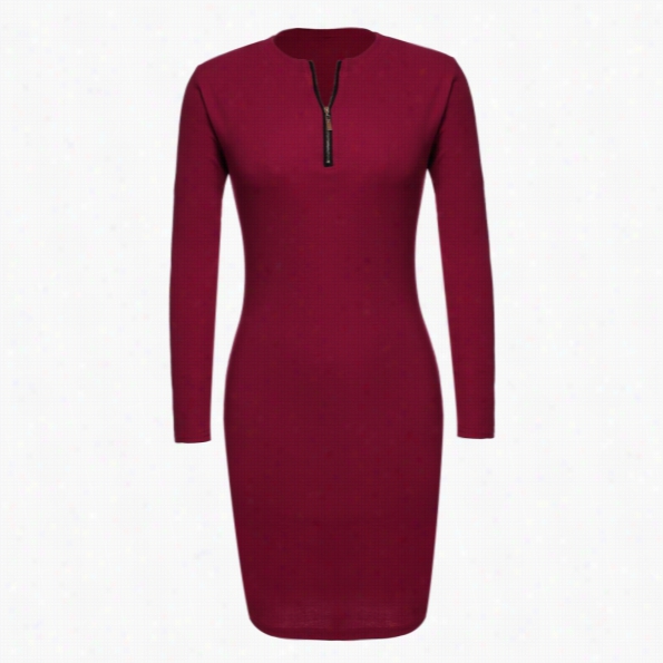 Acevog Stylish Ladies Women Career Long Sleeve Stretch Bodycon Slim Drses