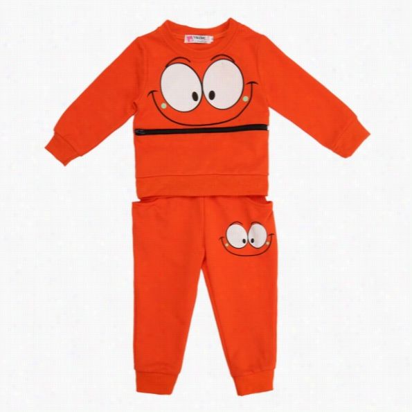 Cite Kids Boys Lovely Big Eyes Printed Zipper Front Long Sleeeve Pullover Hoodie Tops And Pant Stwo Pieces Outfits Set