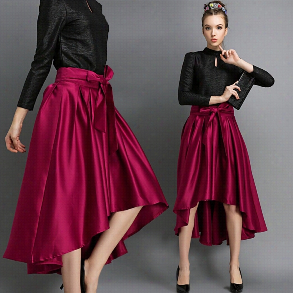 European Style New Fashio N Ladies Women Caredr Leisure Soli Irregular Hem Skirt