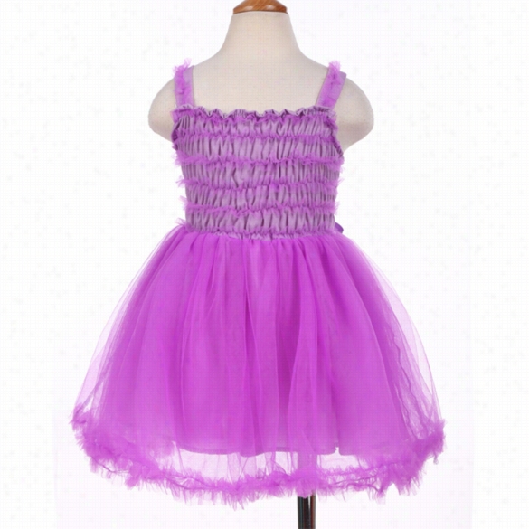 Fashion Bbay Child Children Girl Sleeveless Strap Frilly Mesh Stitchnig Gown Tutu Dress