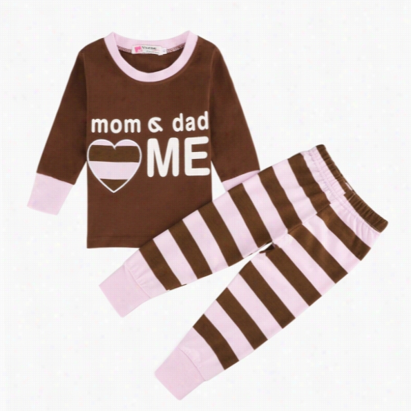 Fashion Baby Unisex Casual Long Skeeve T-shirt Tops Striped Pants Two Piece Set