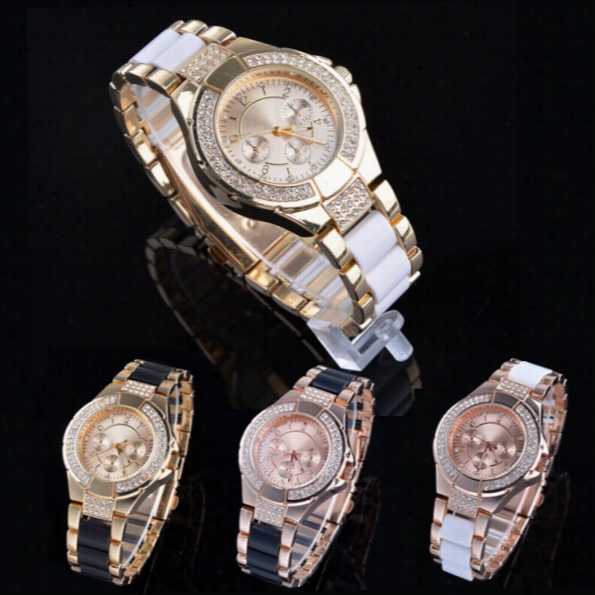 Fashion Crystal Quartz Wrist Watch Bling Bracelet Stainless Steel Unisex Inspection