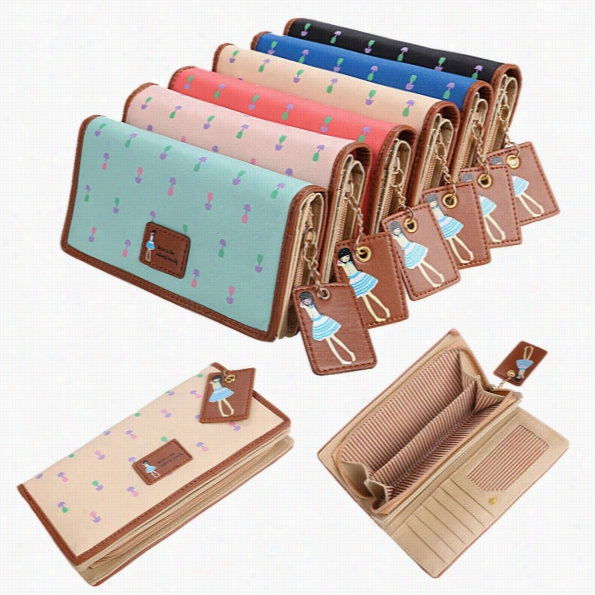 Fashion Lady Women Synthetiic Lea Ther Clutchwalllet Llog Card  Holder Case Purse Hanbag 6 Colors