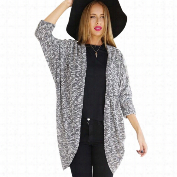 Fashion Women Loose Casual Long Sleeve Open Front Outwear Top Ccoat Jacket