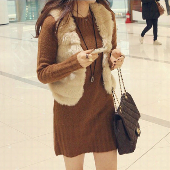 Fashion Women Sleeveless Faux Fur Vest Gilet Jacket Coat Waistcoat