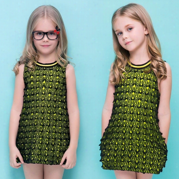 High Quality Baby Girl Kids Childrren's Wear Fashion Sleeveless O-neck Short Casual Party A-line Ves Tdress Sundress