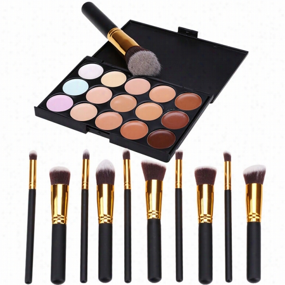 High Quality New Professional 15 Cokor Concealer Palette Mmakeuup Cosmettics Brush Tool Set Kits