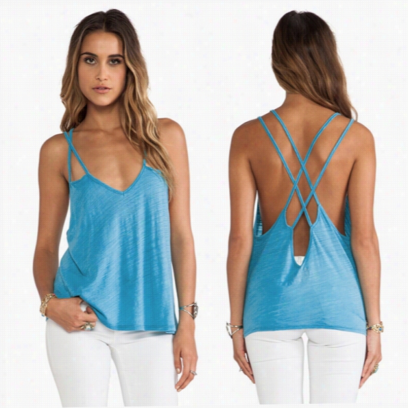 Complete Quality Sexy Women Casual Stra Ptank Summer Cross Strap Backless Solid Vest Tops